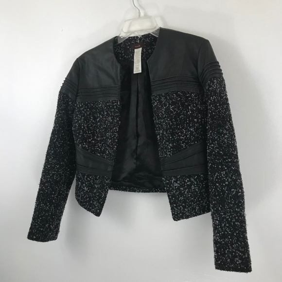 mark. Faux Leather and Tweed Black Jacket S - Picture 2 of 7